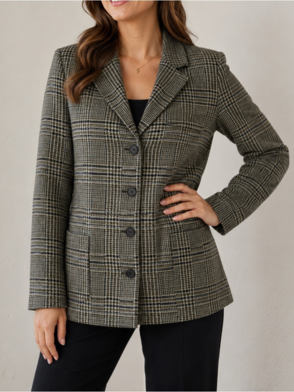 Talbots plaid lambswool blazer womens jacket 8